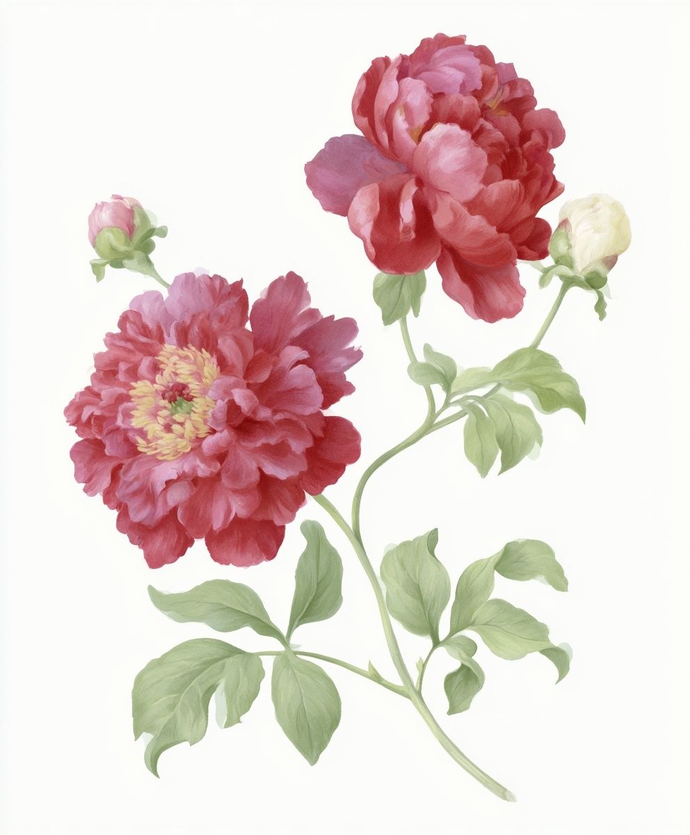 Pink Peony Botanical Print. poster detail
