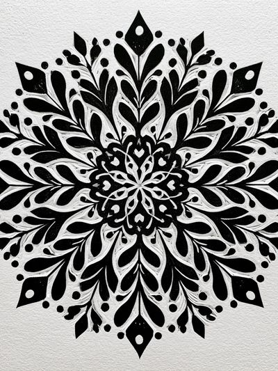 Black Floral Mandala Print. poster