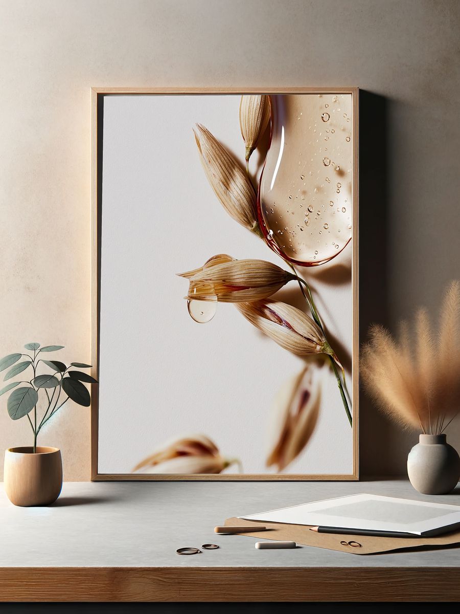 Dried Petals and Water Droplets Print. — room view 2