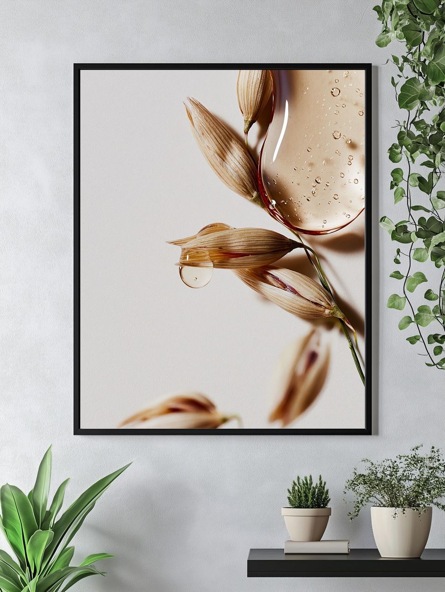 Dried Petals and Water Droplets Print. — room view 4
