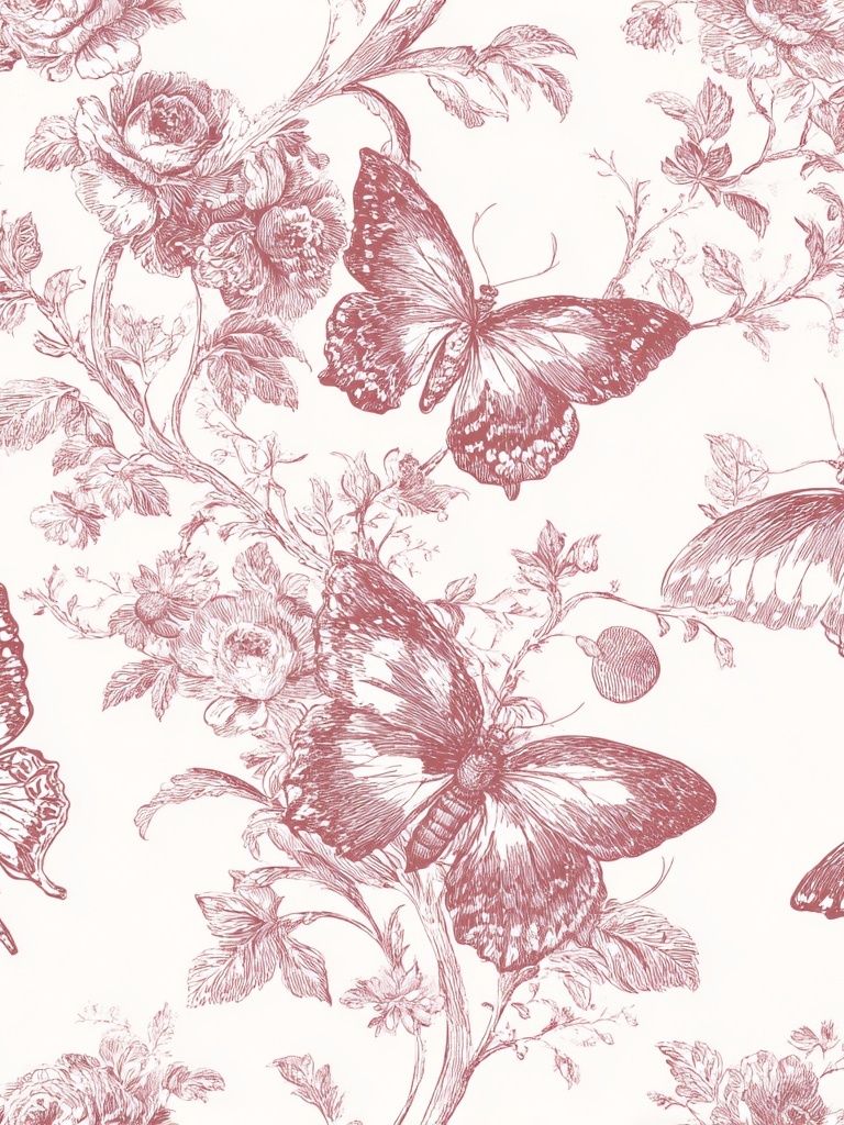 Butterfly Botanical Toile Print. poster — botanical art