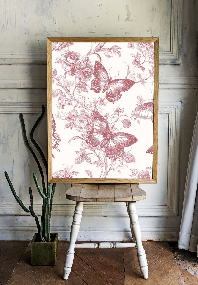 Butterfly Botanical Toile Print. — room view 1