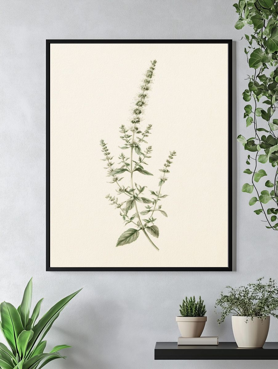 Botanical Herb Sprig Print. — room view 4
