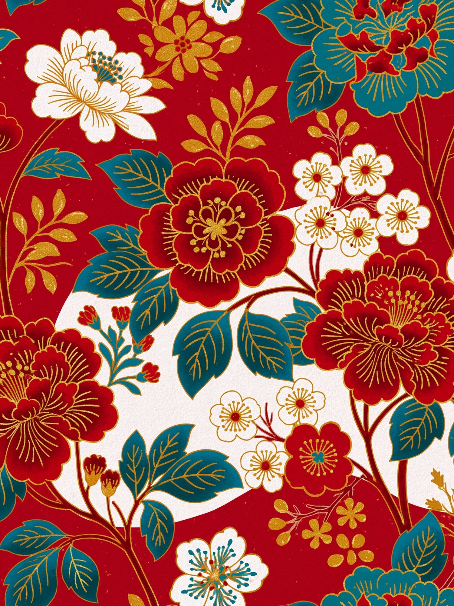 Japanese Floral Pattern Print. poster — botanical art