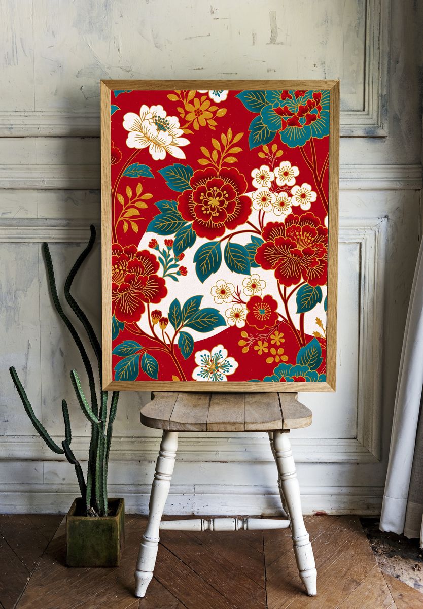 Japanese Floral Pattern Print. — room view 1