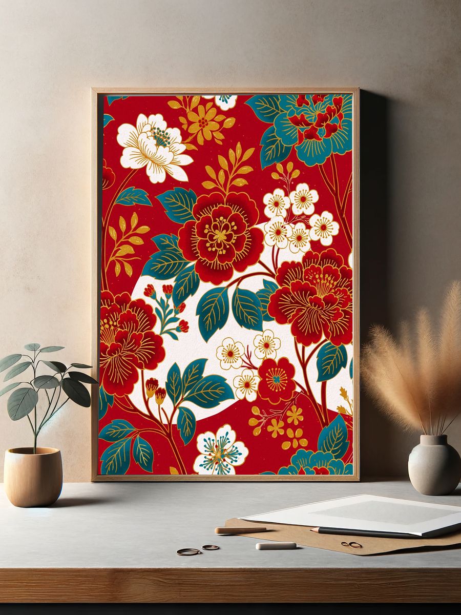 Japanese Floral Pattern Print. — room view 2