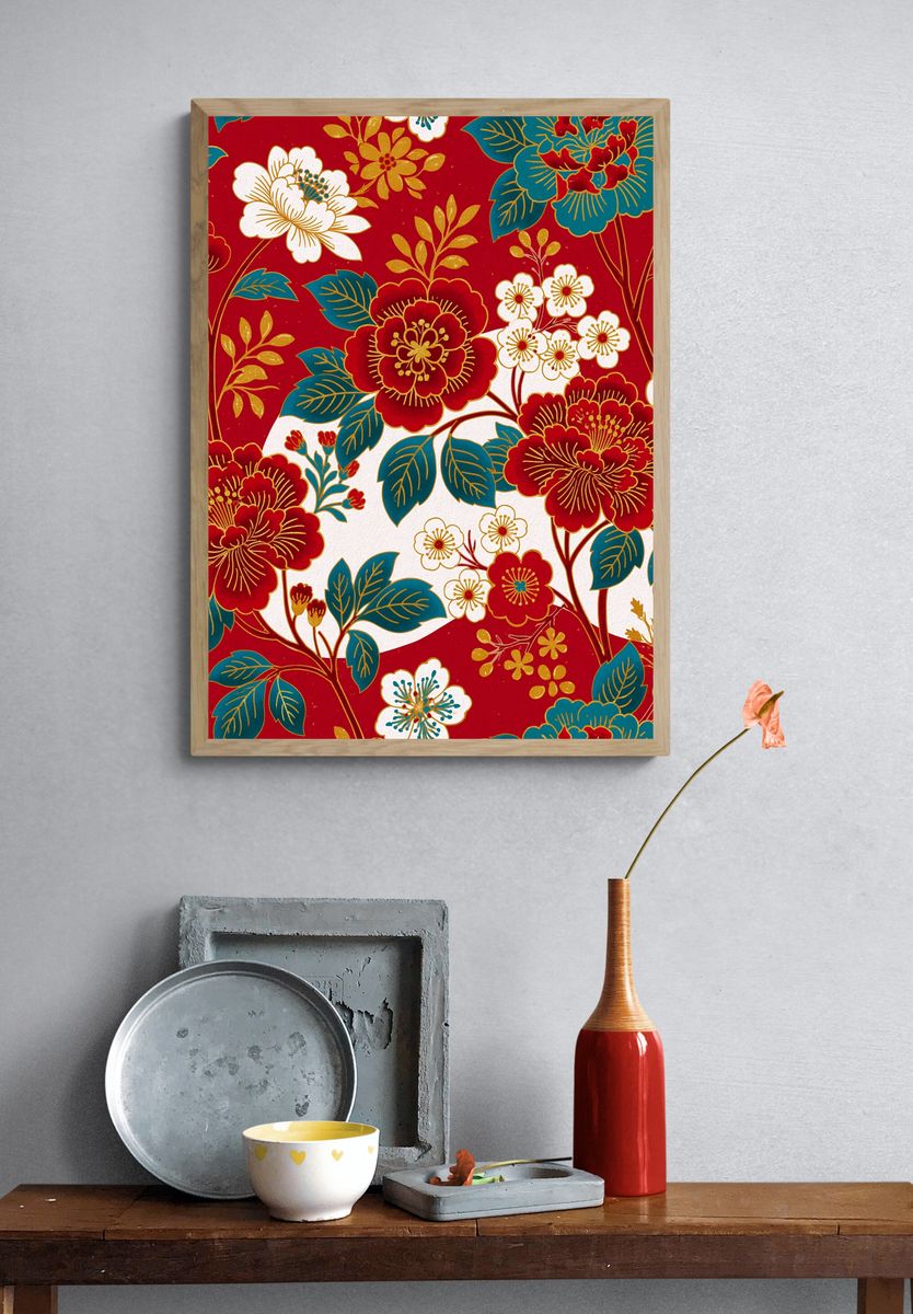 Japanese Floral Pattern Print. — room view 3