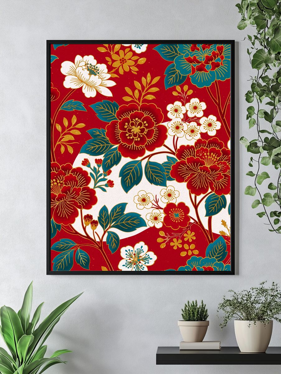 Japanese Floral Pattern Print. — room view 4