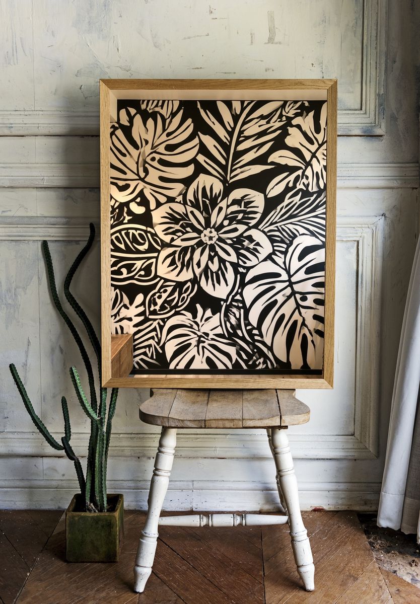 Tropical Leaf Silhouette Botanical Print. — room view 1