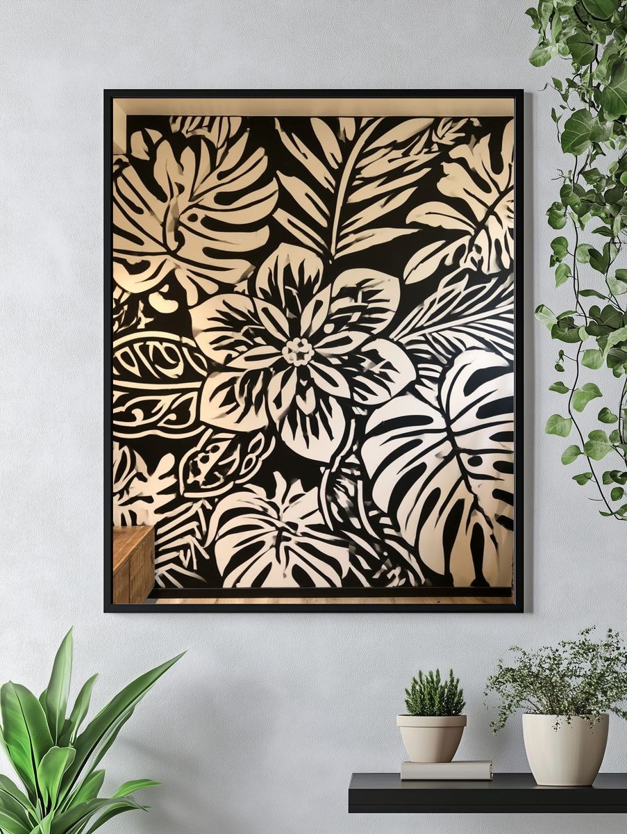 Tropical Leaf Silhouette Botanical Print. — room view 4
