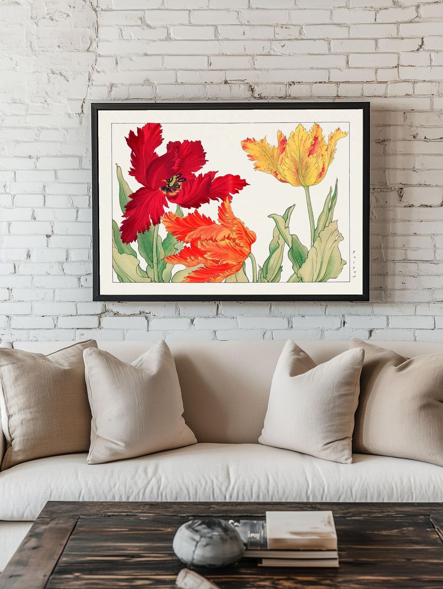 Parrot tulip, Japanese woodblock art. — room view 1