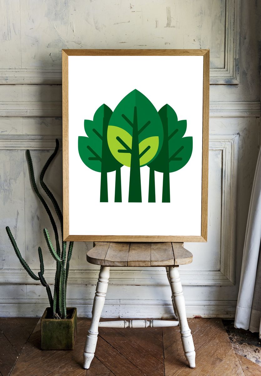 Green Forest Trees Illustration Poster. room preview