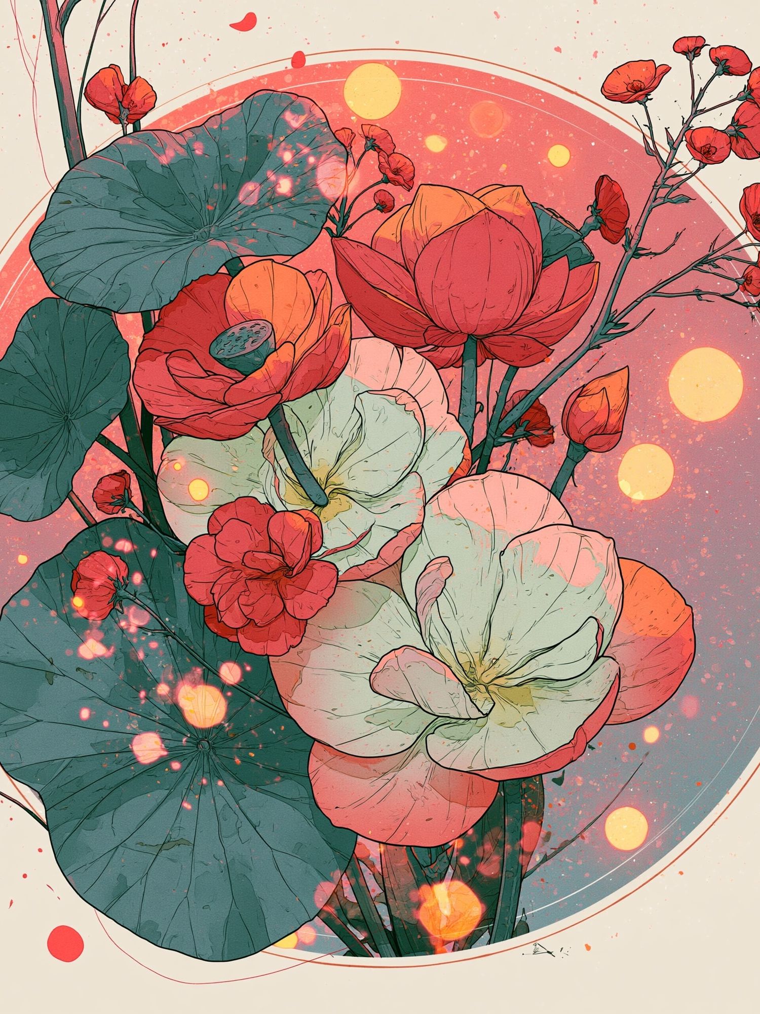Lotus Bloom Botanical Poster. poster detail