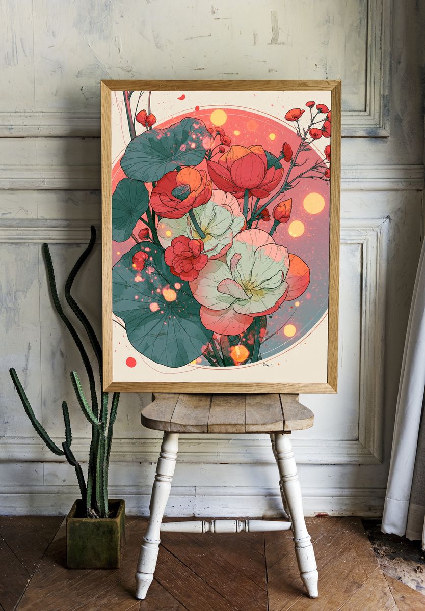 Lotus Bloom Botanical Poster. — room view 1