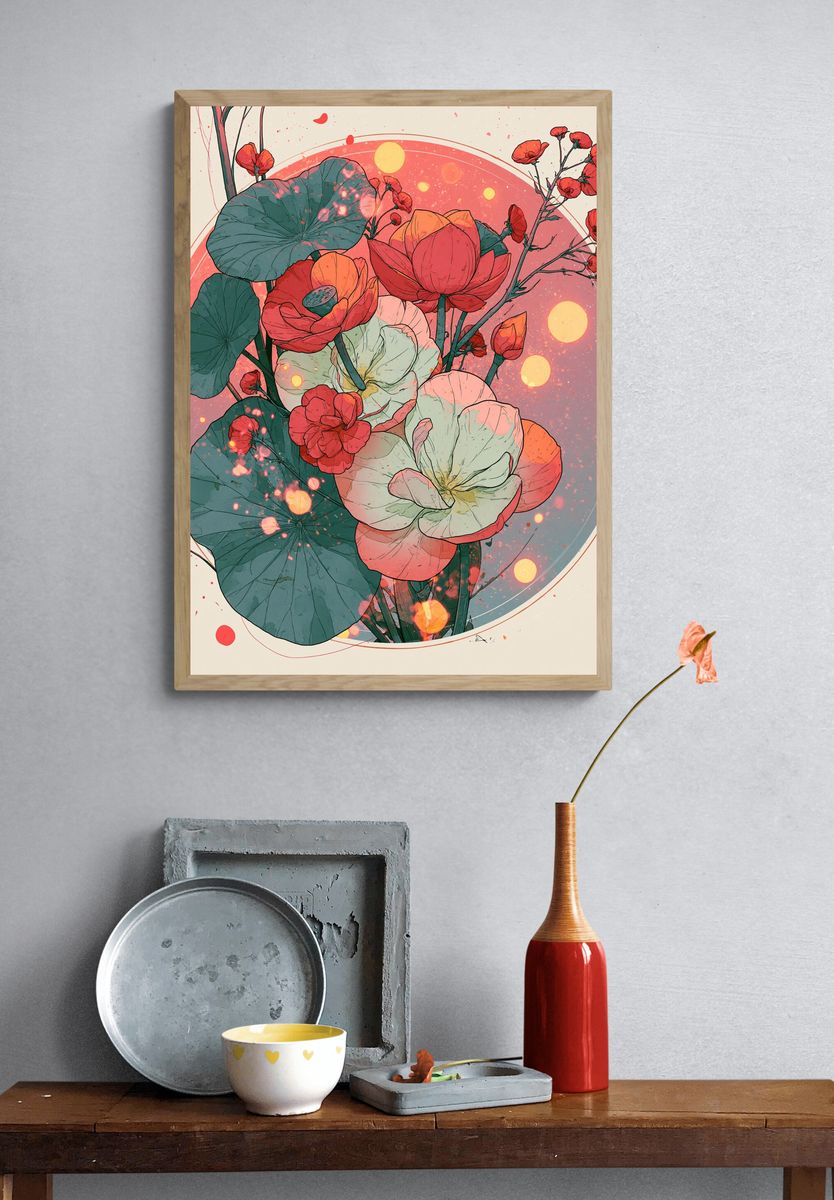 Lotus Bloom Botanical Poster. — room view 3