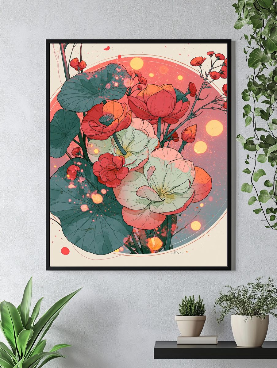 Lotus Bloom Botanical Poster. — room view 4