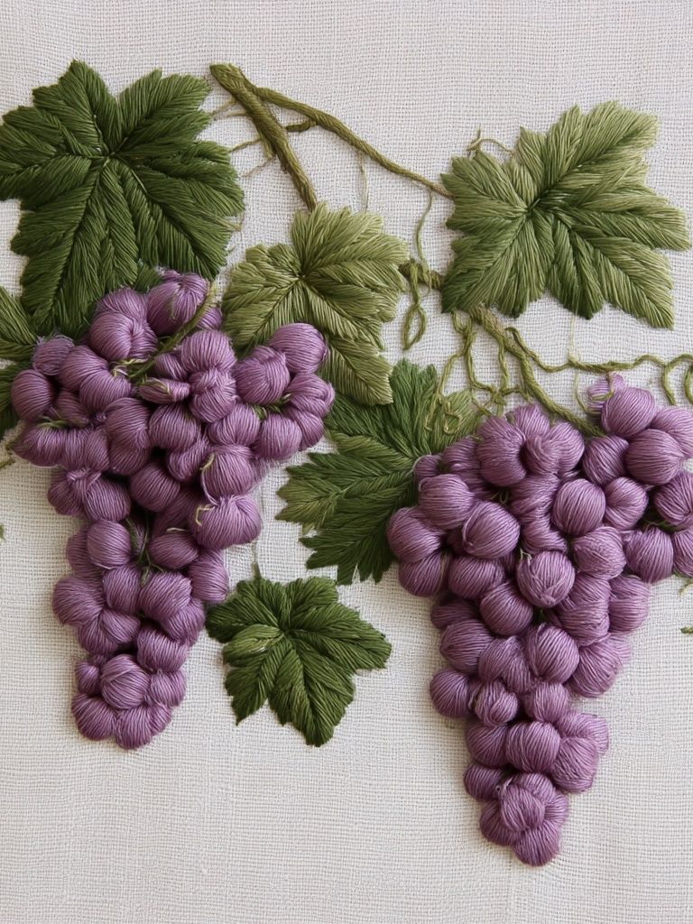 Embroidered Grapes Botanical Print. poster — botanical art