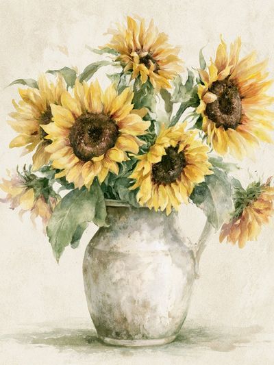Sunflower Vase Watercolor Print.