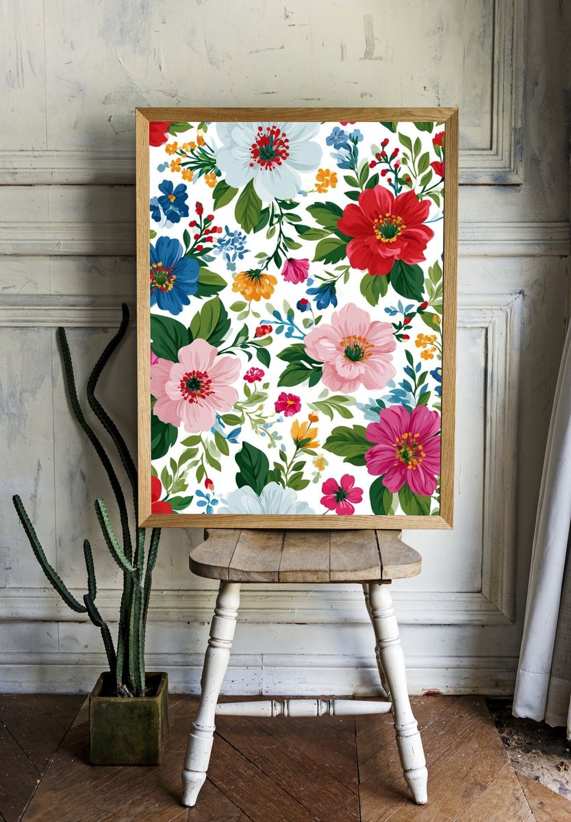 Colorful Floral Pattern Print. — room view 1