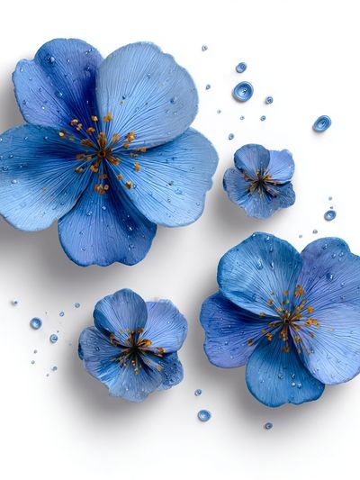 Blue Floral Botanical Print. poster print