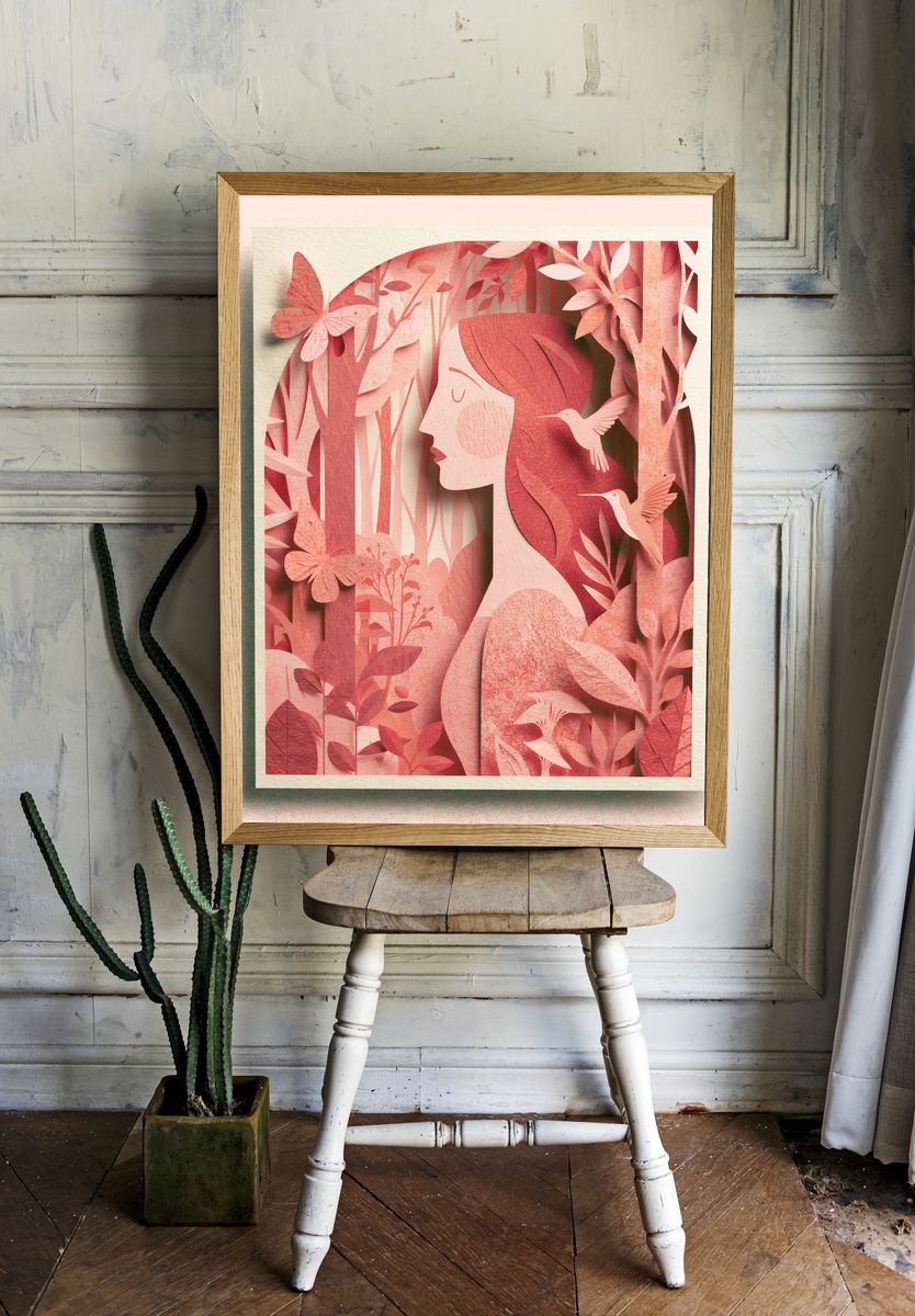 Dreaming Woman Botanical Print. — room view 1