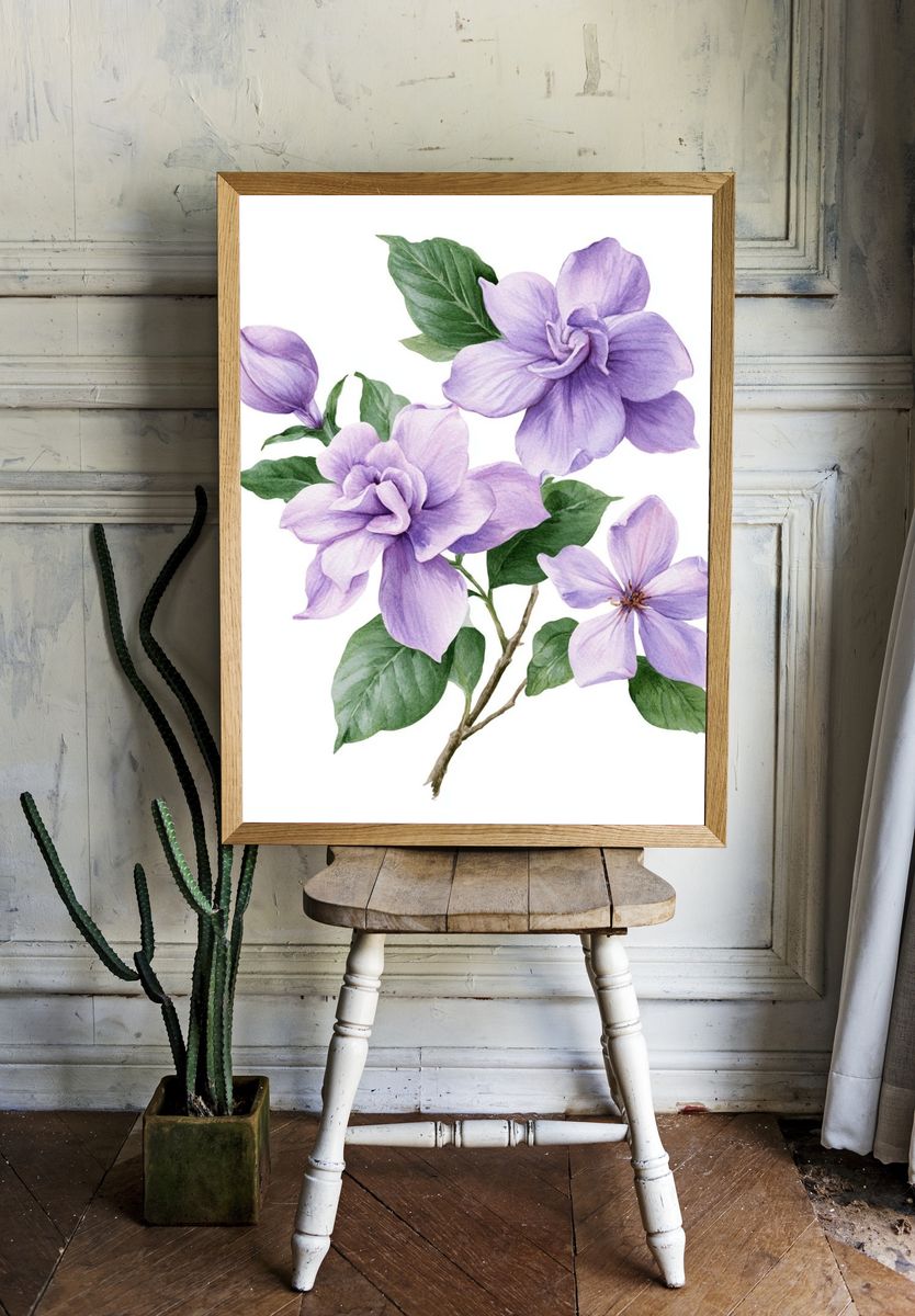 Lavender Blossom Botanical Print. — room view 1