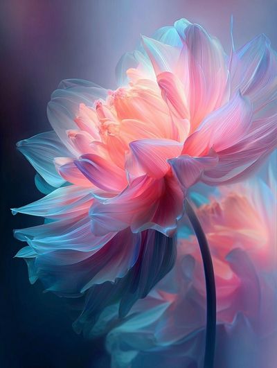 Dreamy Neon Flower Illustration Poster. poster print
