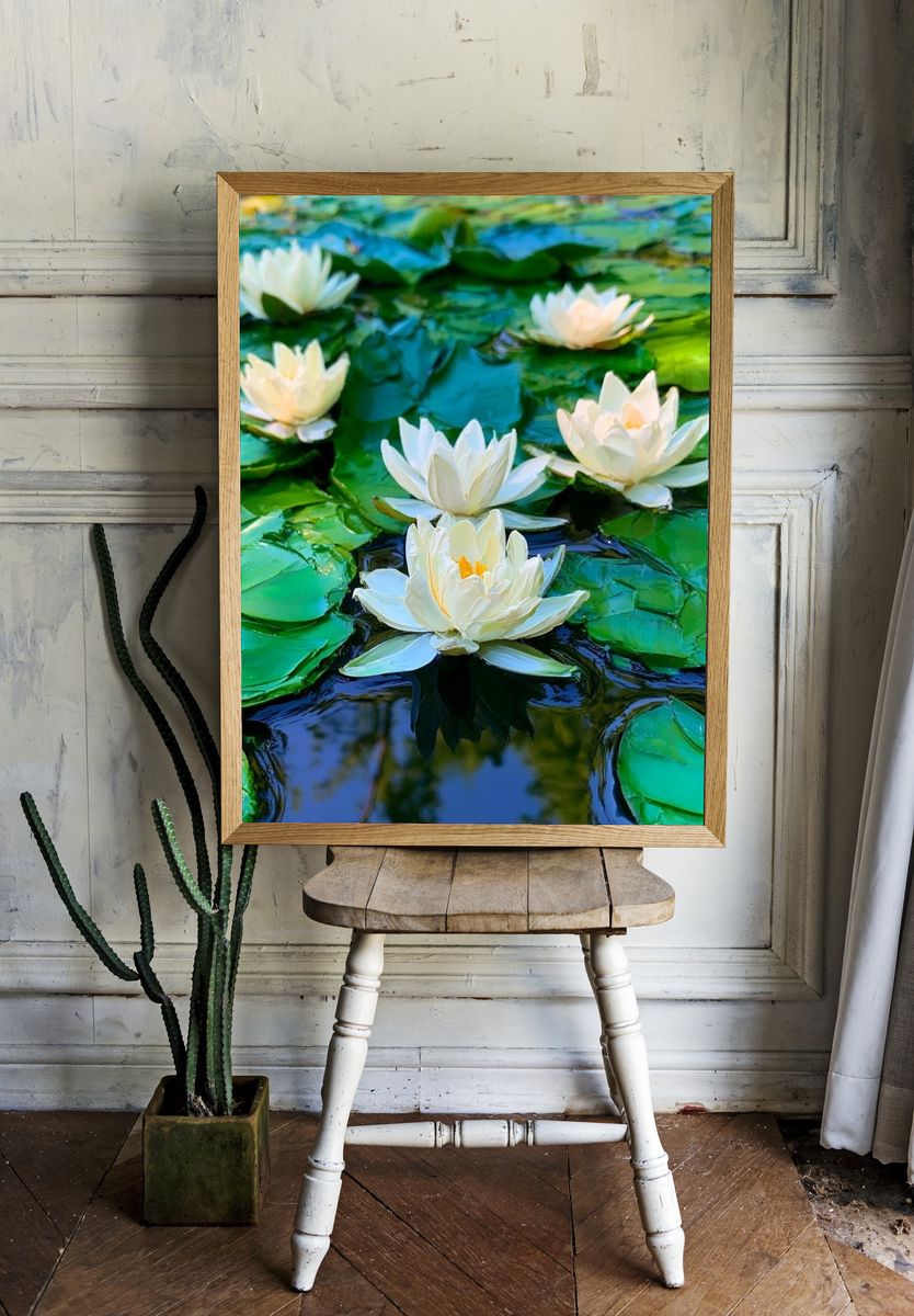 Water Lilies Botanical Print. — room view 1