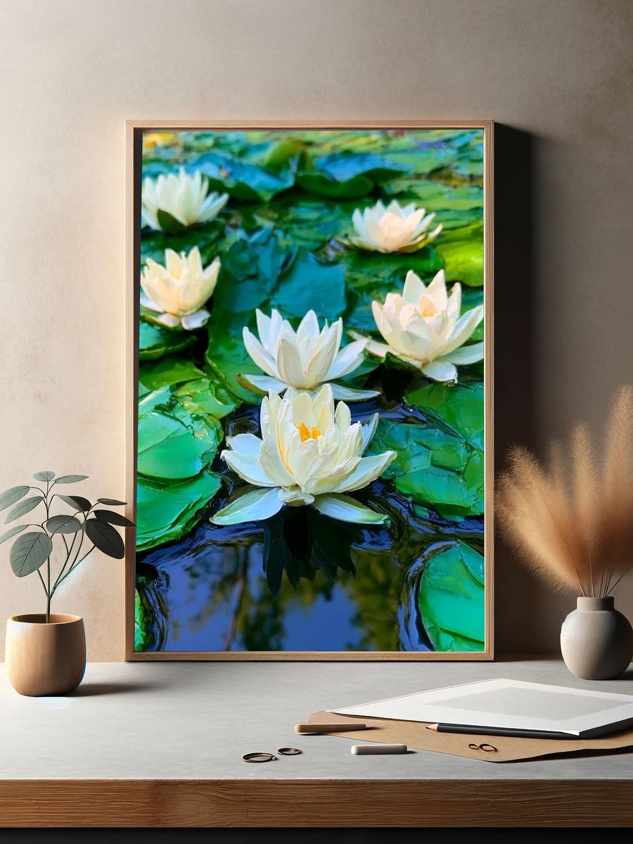 Water Lilies Botanical Print. — room view 2