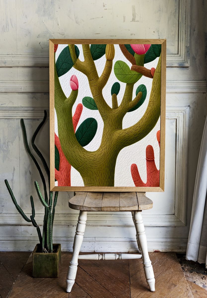 Tropical Coral Branches Illustration Poster. room preview