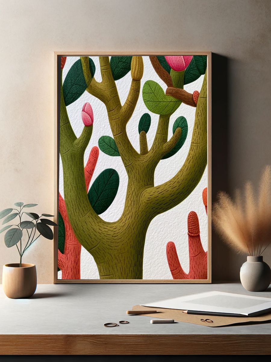 Tropical Coral Branches Illustration Poster. — room view 2