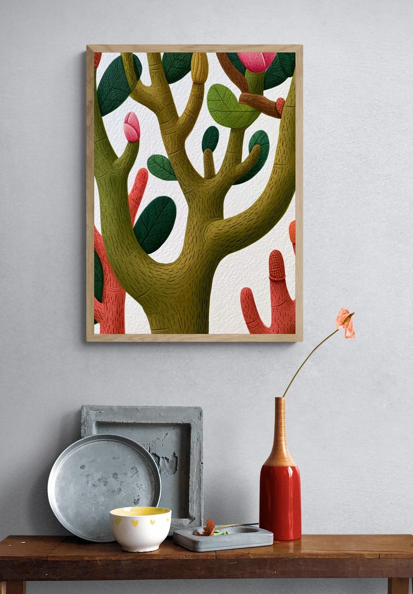 Tropical Coral Branches Illustration Poster. — room view 3