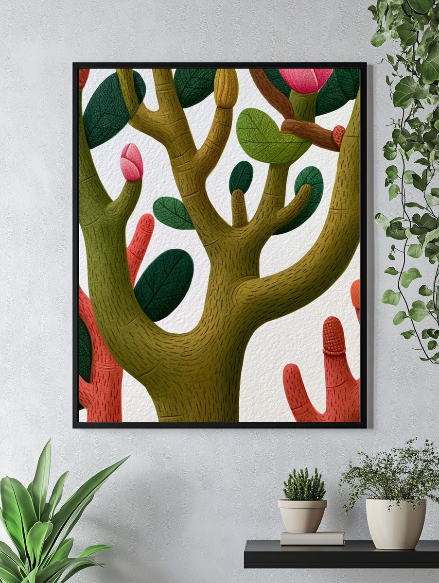 Tropical Coral Branches Illustration Poster. — room view 4