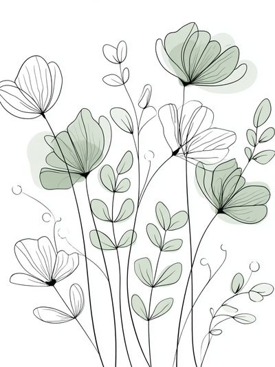 Minimal Botanical Line Art Poster. poster print