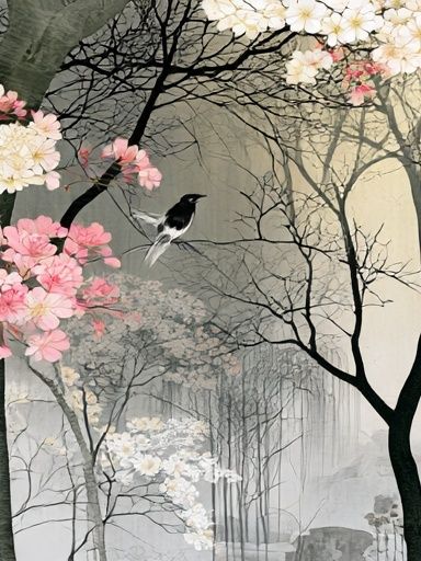 Cherry Blossom Forest — Illustration Print. poster detail