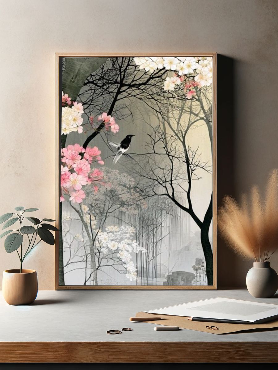 Cherry Blossom Forest — Illustration Print. — room view 2