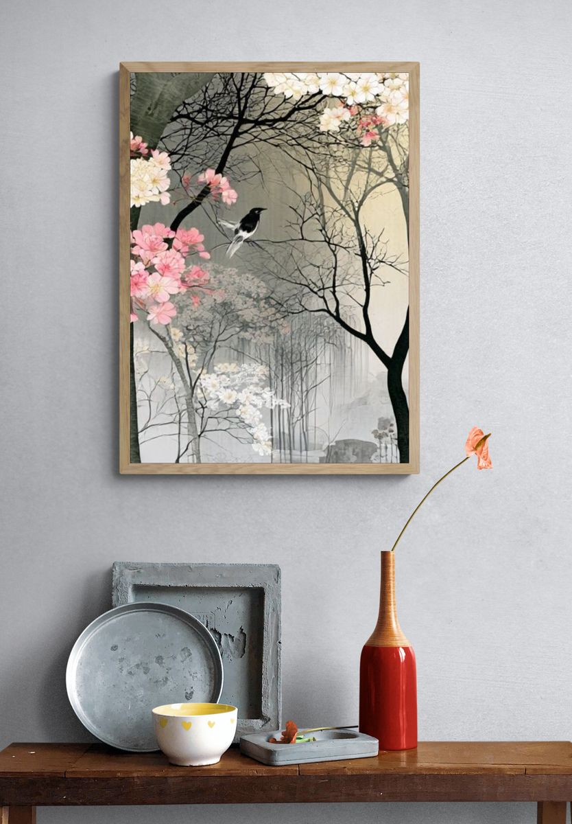 Cherry Blossom Forest — Illustration Print. — room view 3