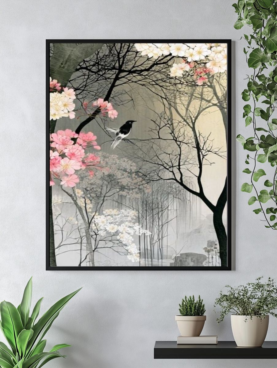 Cherry Blossom Forest — Illustration Print. — room view 4