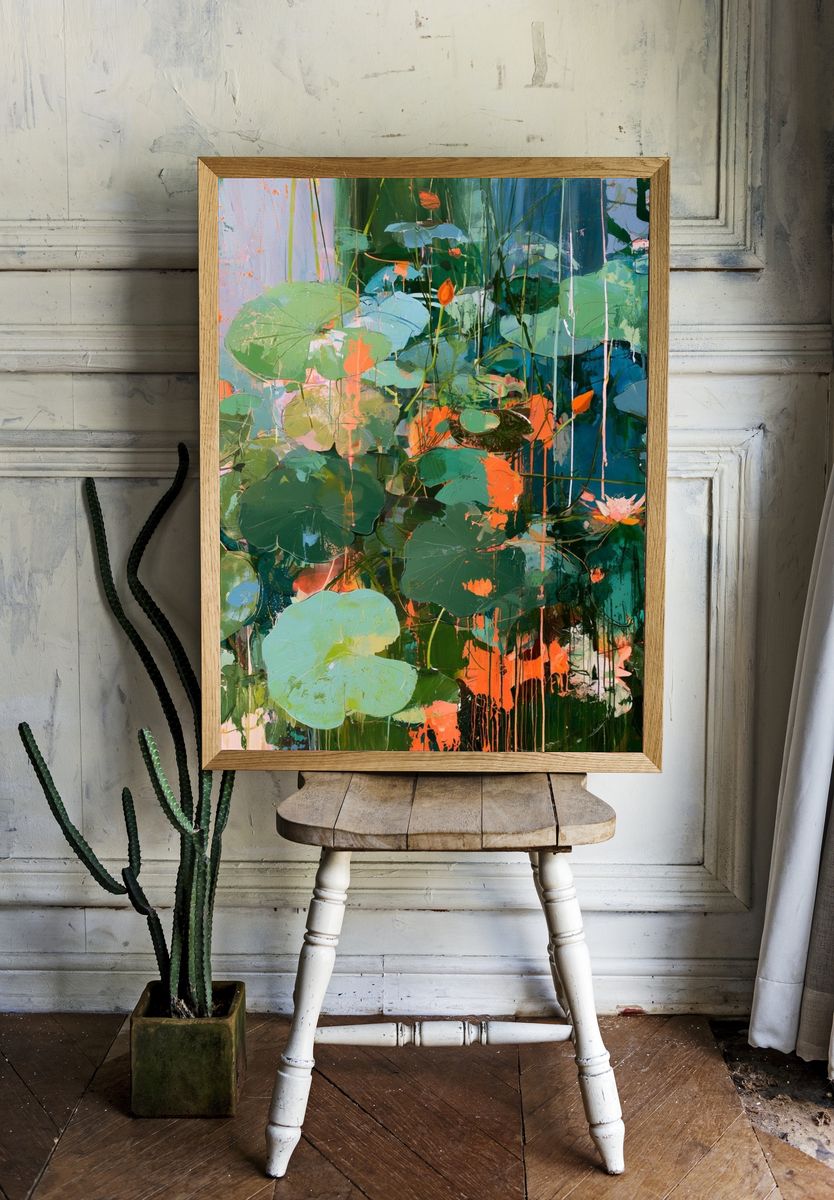 Lily Pond Abstract Print. — room view 1