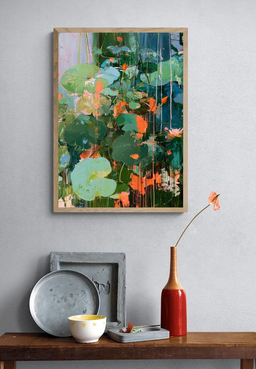 Lily Pond Abstract Print. — room view 3