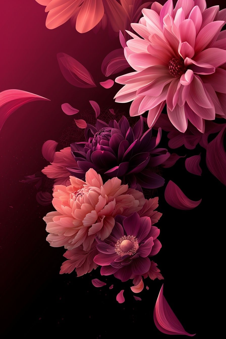 Pink Dahlia Bloom Illustration Poster. poster detail