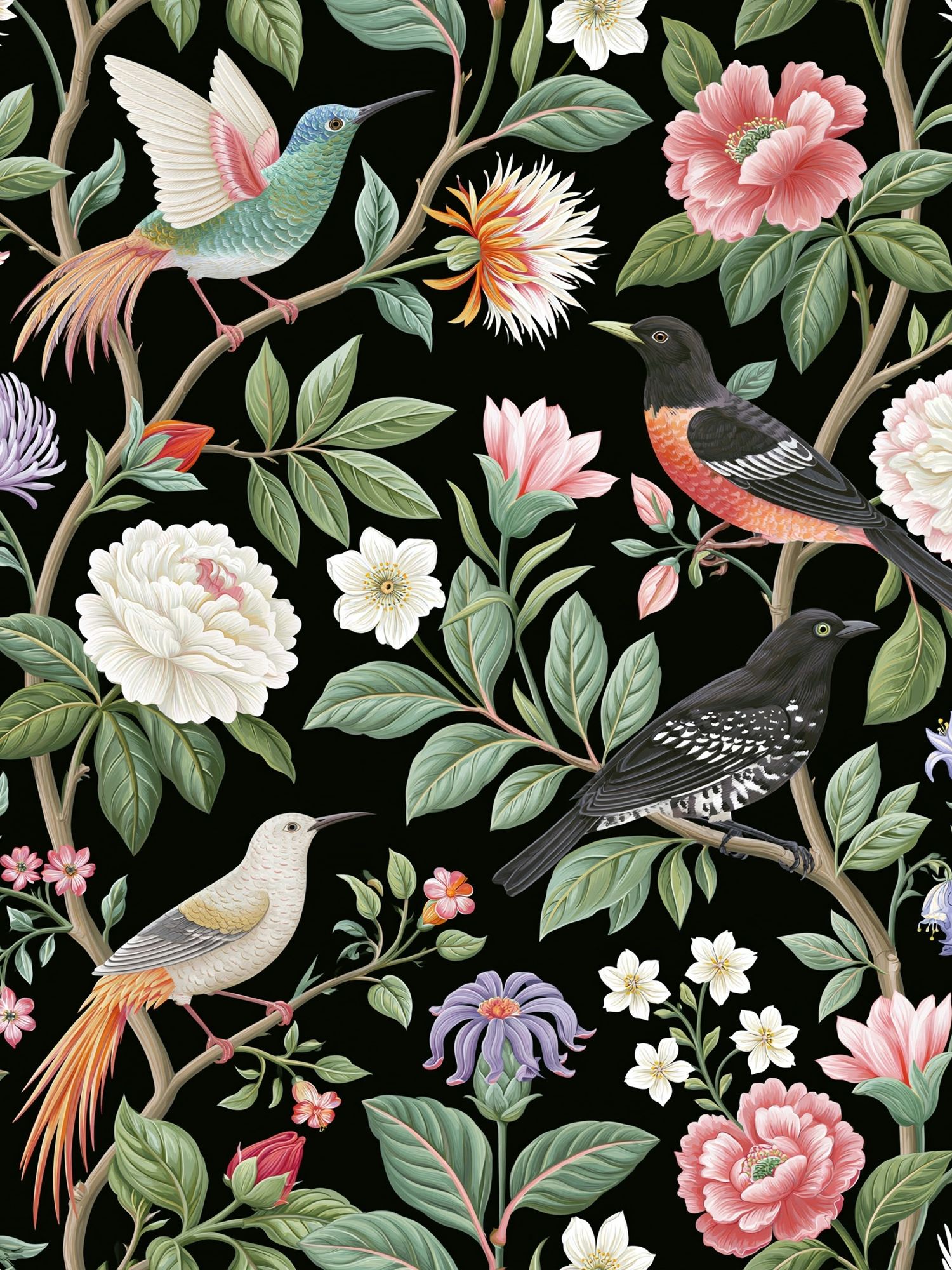 Birds and Blooms Botanical Print. poster detail