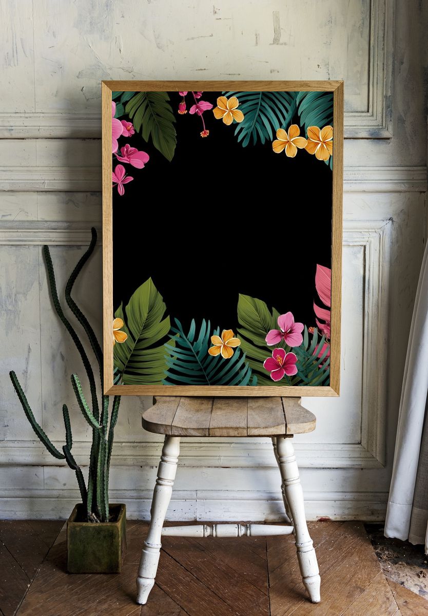 Tropical Hibiscus Floral Poster. — room view 1