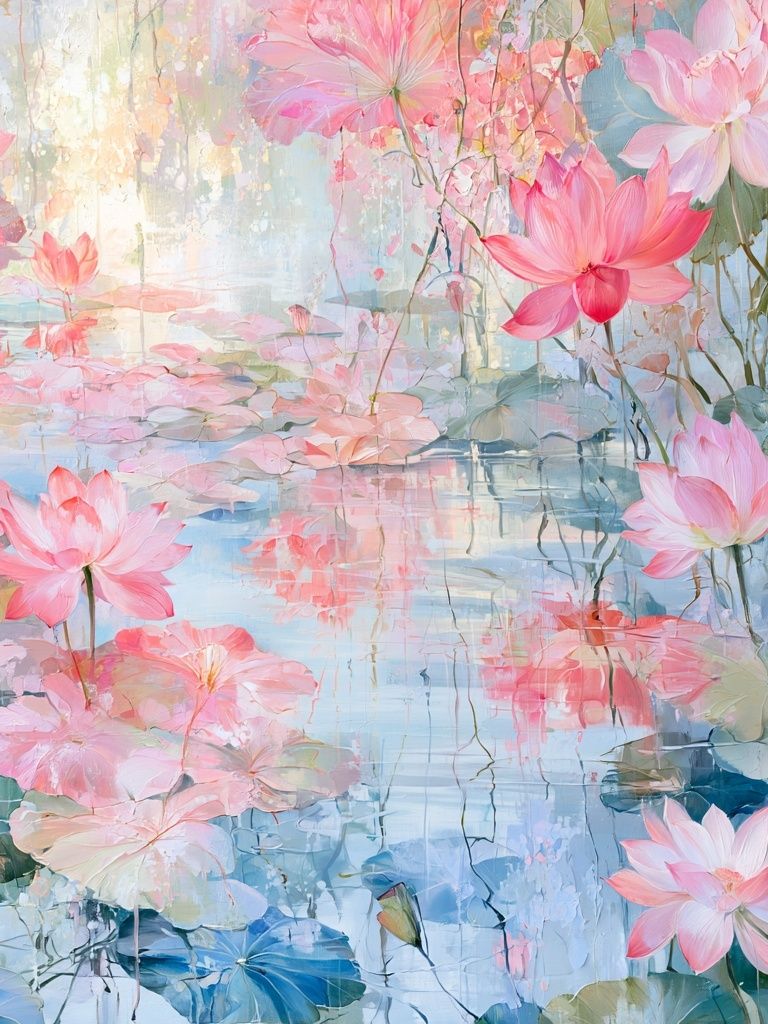 Lotus Bloom Garden Print. poster detail