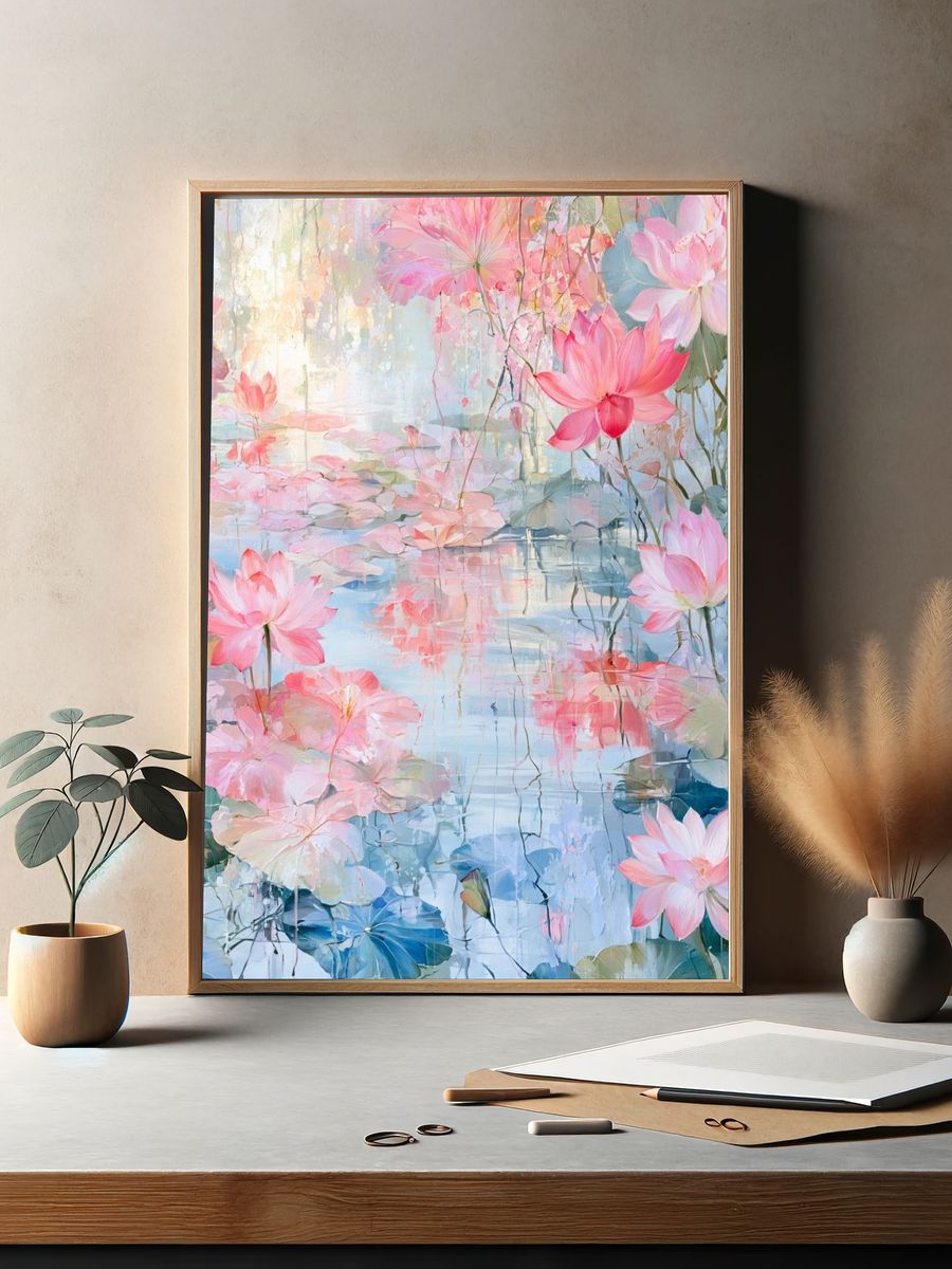 Lotus Bloom Garden Print. — room view 2