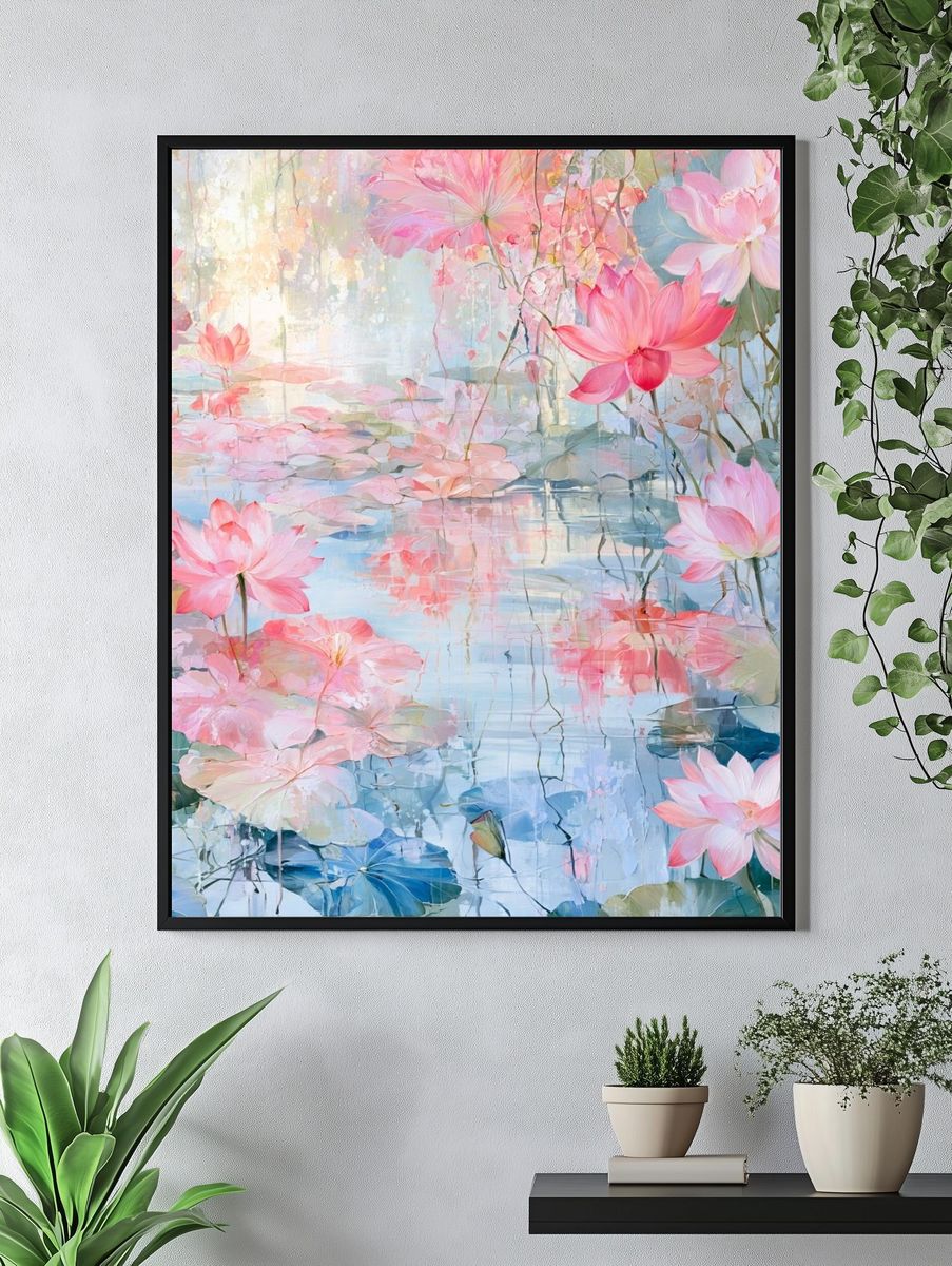 Lotus Bloom Garden Print. — room view 4