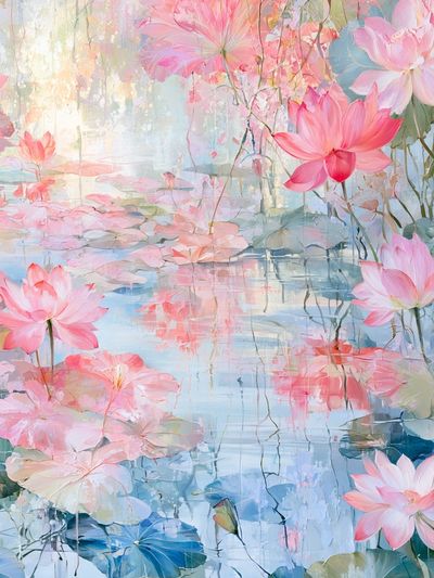 Lotus Bloom Garden Print. poster