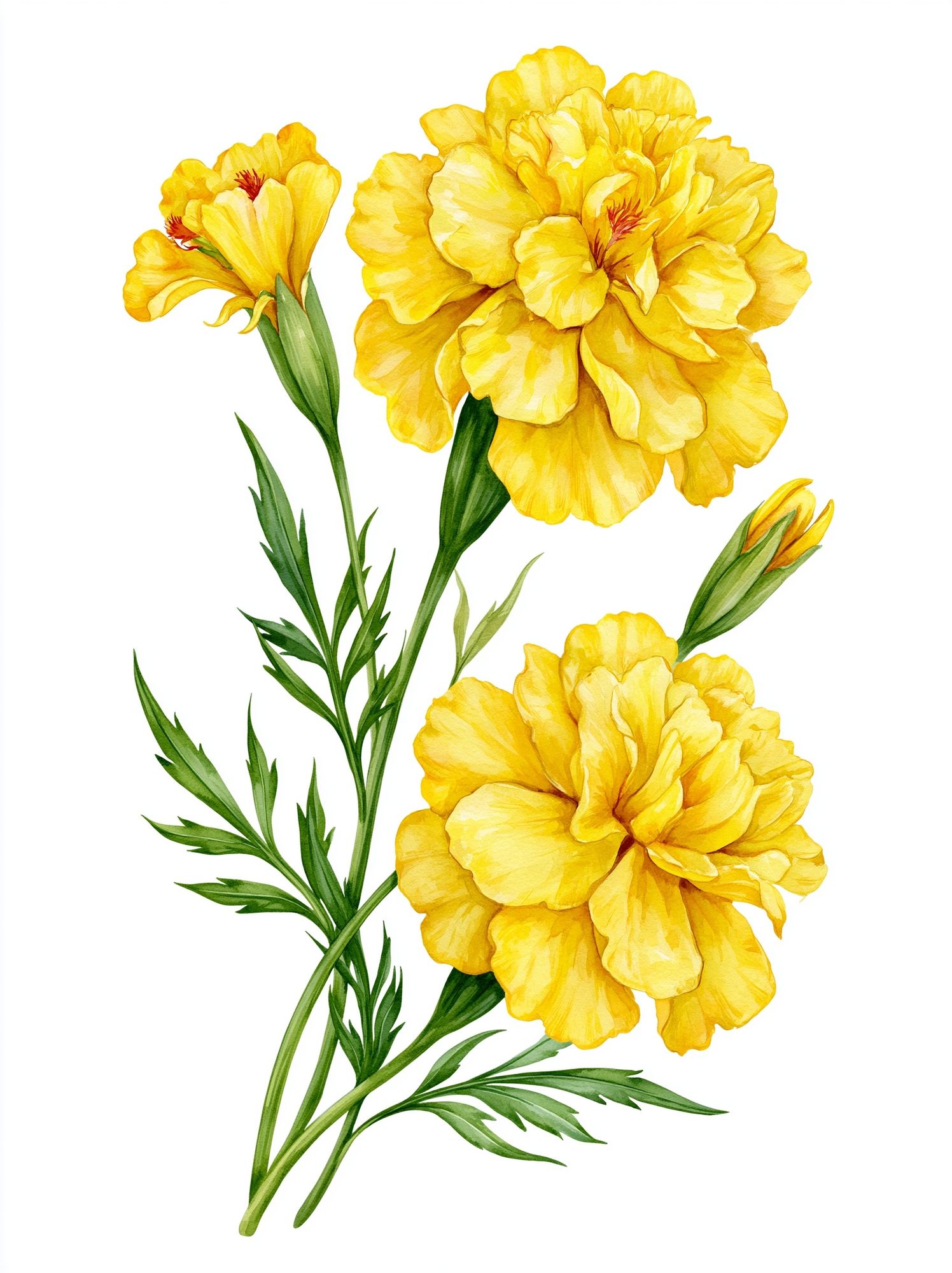 Yellow Marigold Botanical Print. poster detail