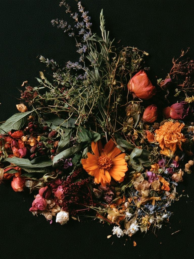 Dried Wildflower Bouquet Botanical Print. poster detail