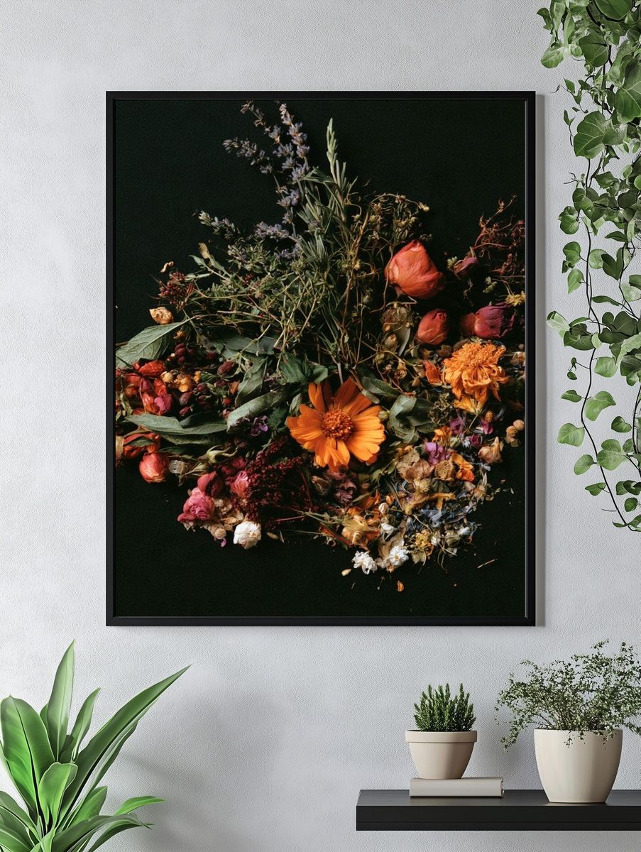 Dried Wildflower Bouquet Botanical Print. — room view 4